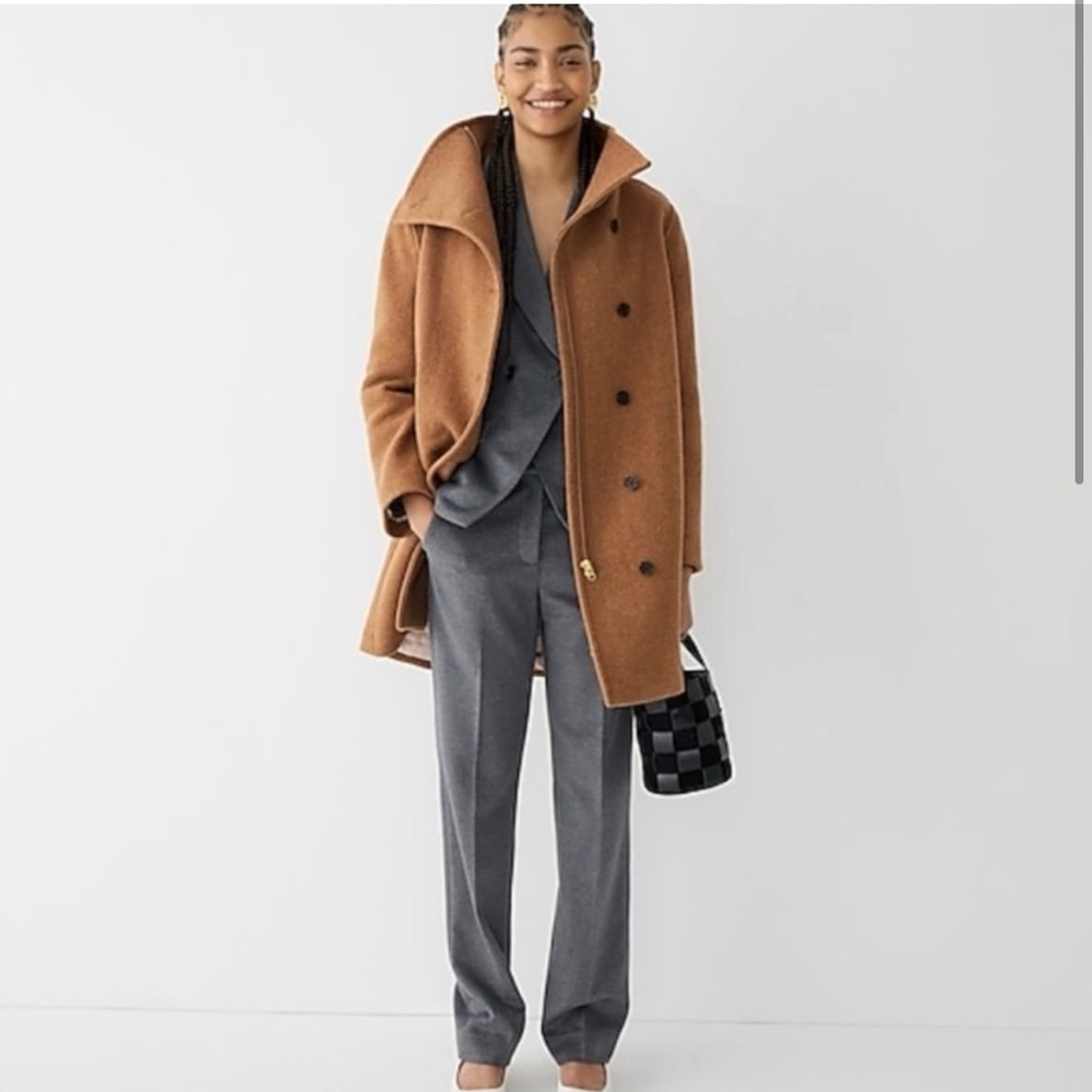 J. Crew Villa Coat in Italian Stadium-Cloth Wool Heather Camel